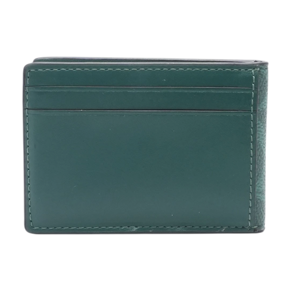 Compact Billfold Wallet in Green Signature Canvas