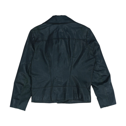 Black Solid Leather Jacket