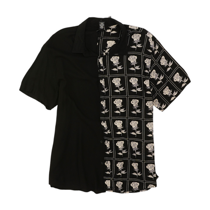 Black Floral Short Sleeve Button Down
