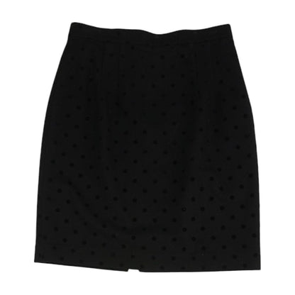 Vintage Black Wool-Blend Polka-Dot Skirt