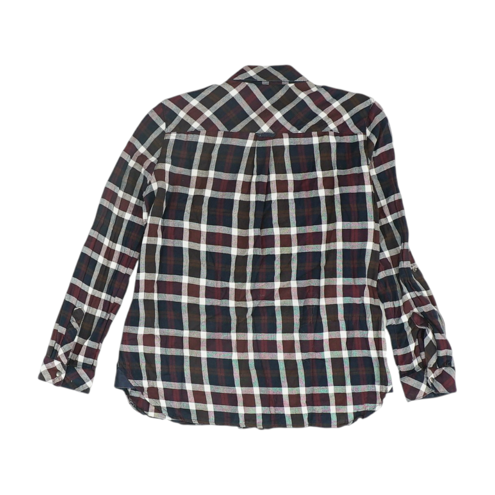 Burgundy Petite Plaid Button Down