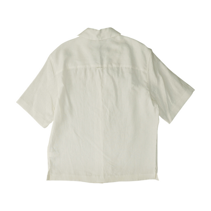 White Solid Short Sleeve Button Down