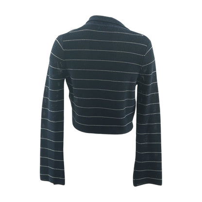 Navy Striped Cardigan Sweater
