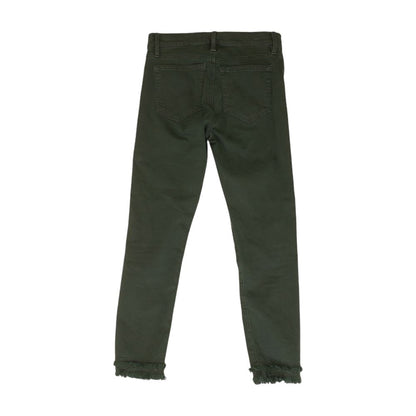 Green Solid Low Rise Slim Leg Jeans