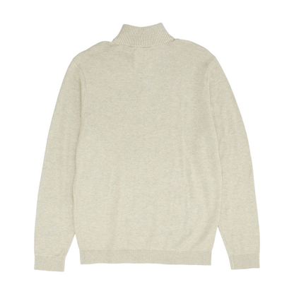 Beige Solid 1/4 Zip Sweater