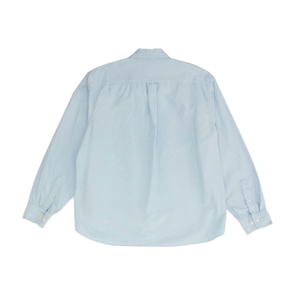 Blue Solid Long Sleeve Button Down