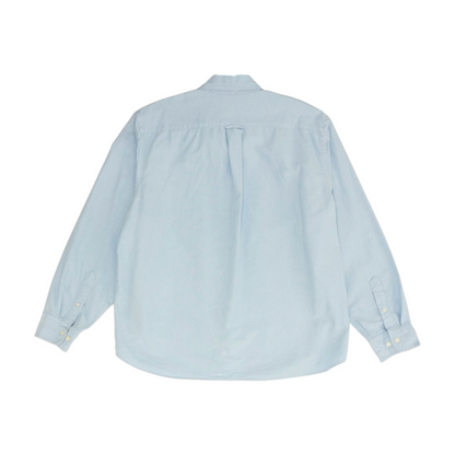 Blue Solid Long Sleeve Button Down