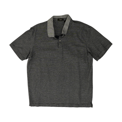 Navy Striped Short Sleeve Polo
