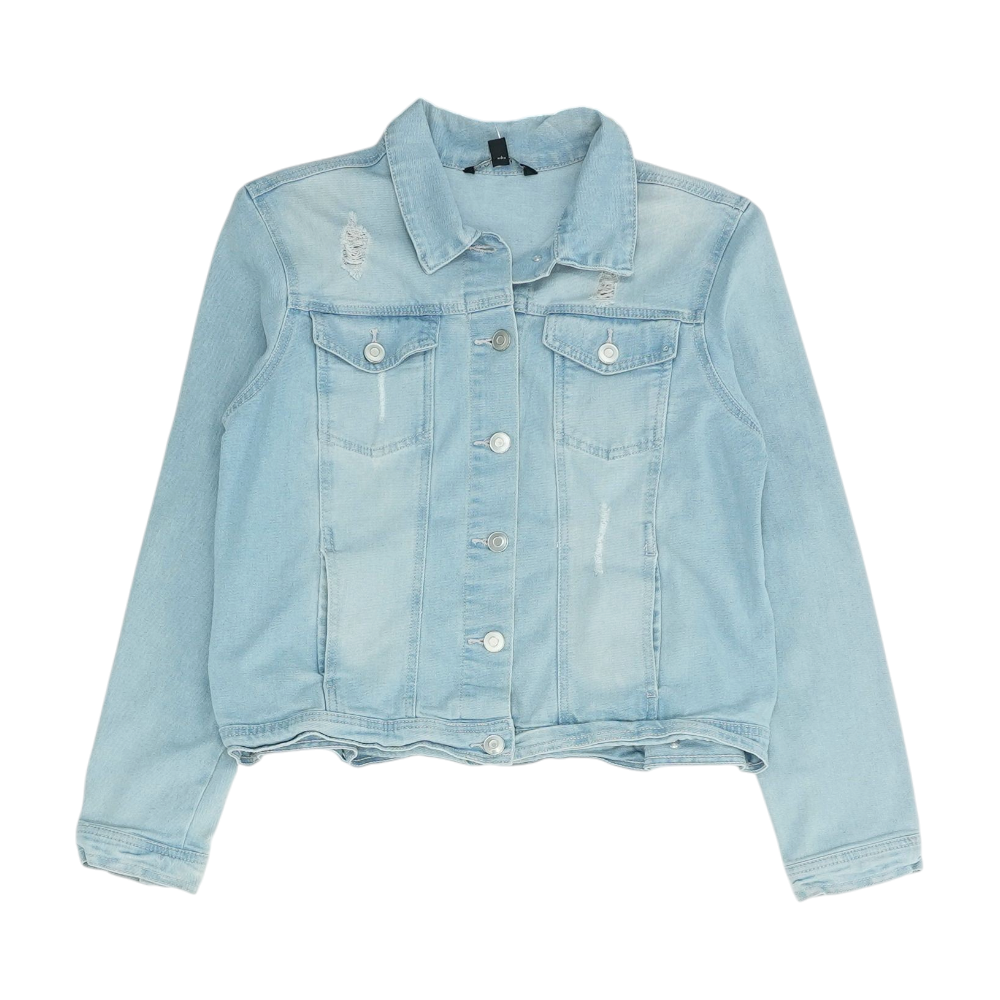 Blue Solid Denim Jacket