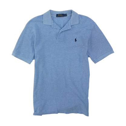 Blue Solid Short Sleeve Polo
