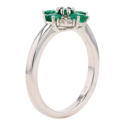 3/4 ctw Sterling Silver Emerald Fashion Ring