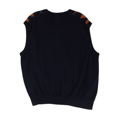 Navy Argyle Vest Sweater