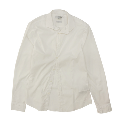 White Solid Long Sleeve Button Down
