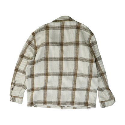 Beige Plaid Flannel Button Down