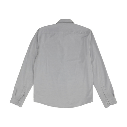 Gray Solid Long Sleeve Button Down
