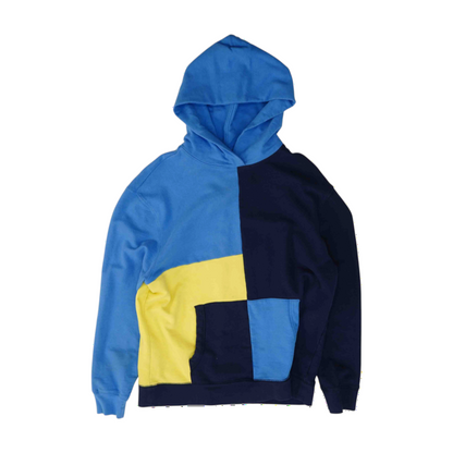 Blue Color Block Hoodie Pullover