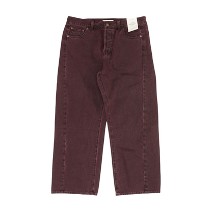Burgundy Petite Wide Leg Jeans
