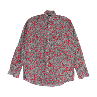 Red Floral Long Sleeve Button Down