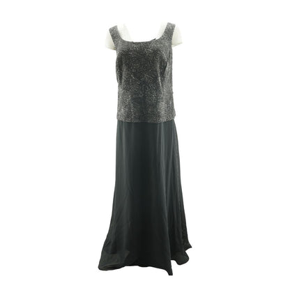 Gray Color Block Formal Maxi Dress