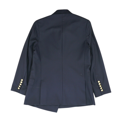 Navy Double Breasted Solid Blazer