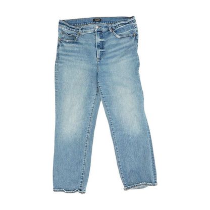 Blue High Rise Straight Leg Jeans