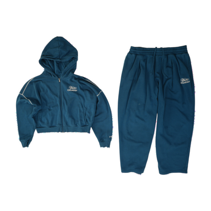 Blue Plus Size Solid Active Set