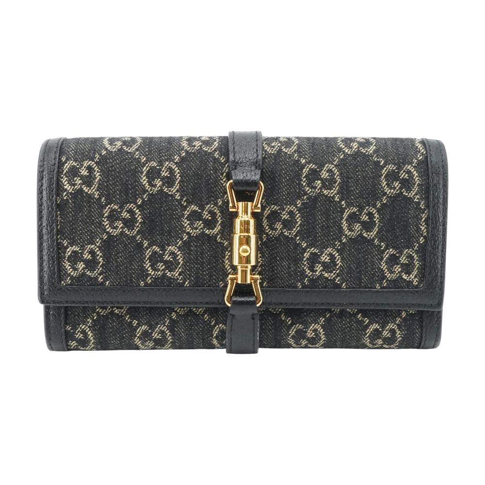 GUCCI ウォレットチェーン シルバー ブラック✨週末セール Black GG Denim Jackie 1961 Wallet on Chain – Unclaimed Baggage