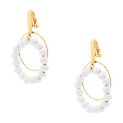 Lily White Sphere Clip On Earrings