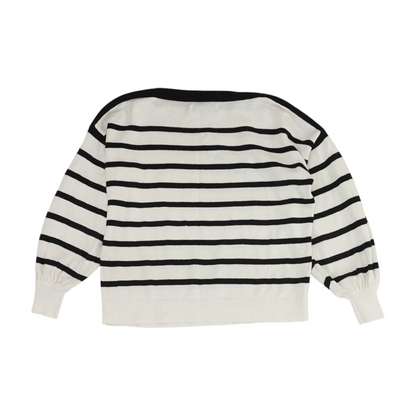 White Striped Pullover Sweater