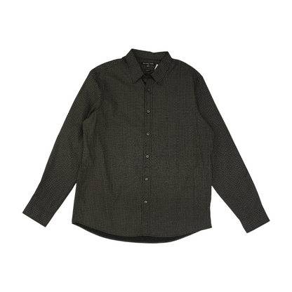 Black Print Long Sleeve Button Down