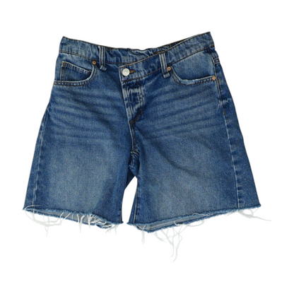 Blue Solid Denim Shorts