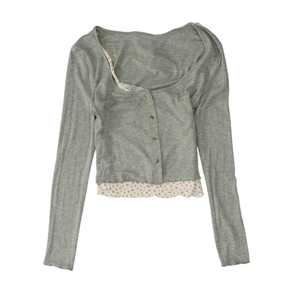 Gray Cropped Blouse