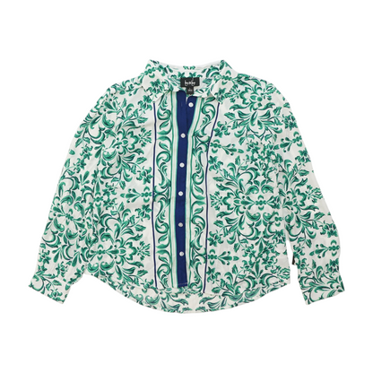 White Abstract Button Down