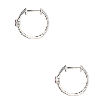 1/4 ctw 10K White Gold Pink Sapphire Hoop Earrings
