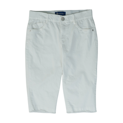 White Solid Denim Capris