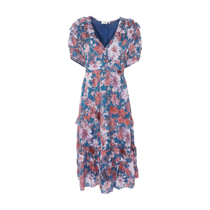 Blue Floral Midi Dress