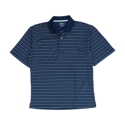 Navy Striped Short Sleeve Polo