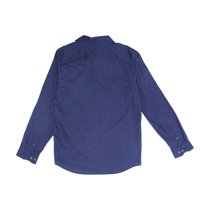 Navy Abstract Long Sleeve Button Down