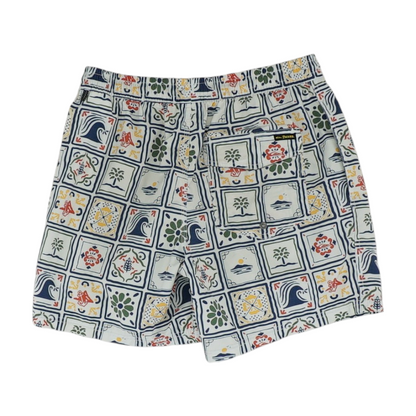 White Graphic Swim Bottom