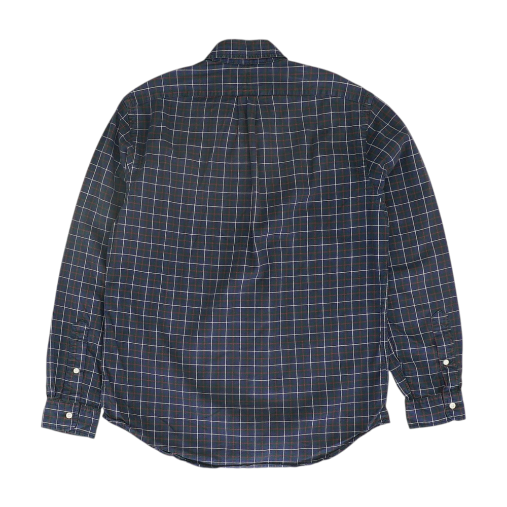 Navy Plaid Long Sleeve Button Down