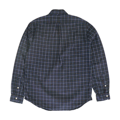 Navy Plaid Long Sleeve Button Down