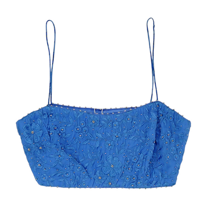 Blue Floral Cropped Blouse