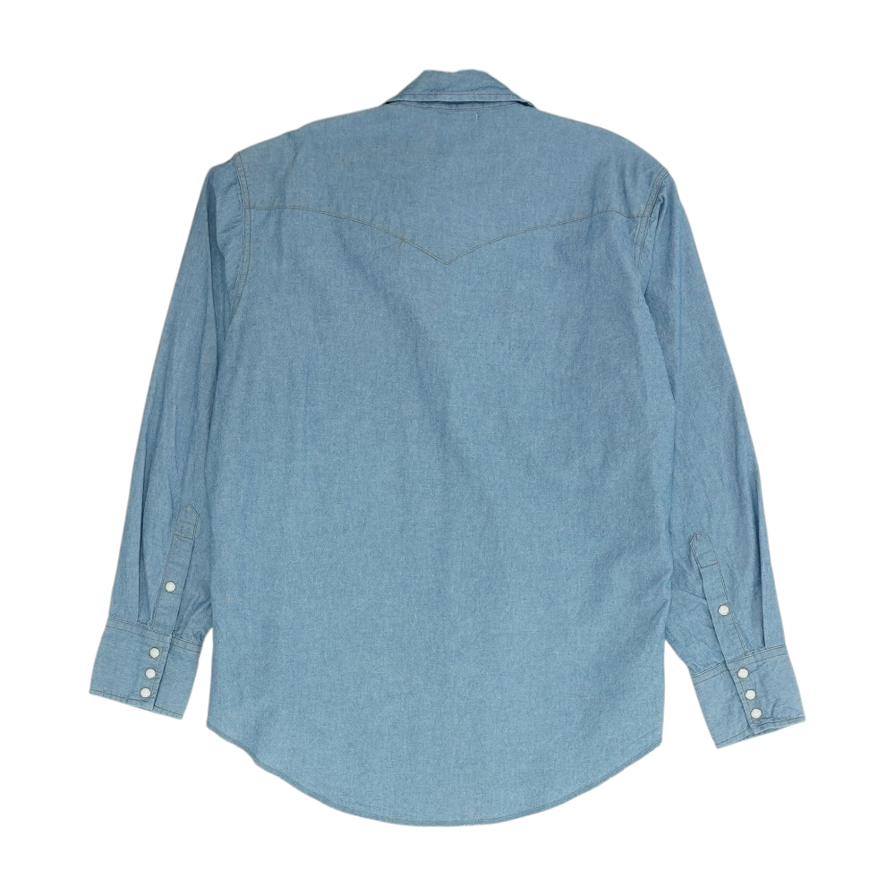Blue Solid Long Sleeve Button Down