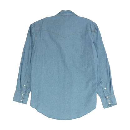 Blue Solid Long Sleeve Button Down
