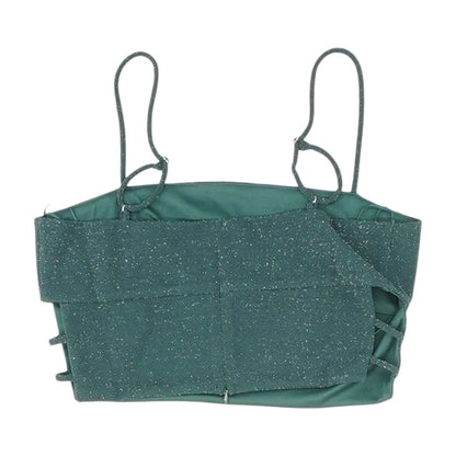Green Misc. Cropped Knit Top