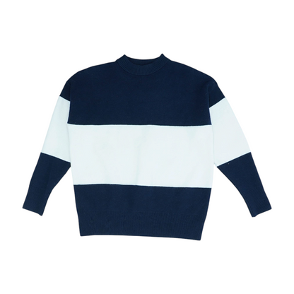 Navy Color Block Pullover Sweater