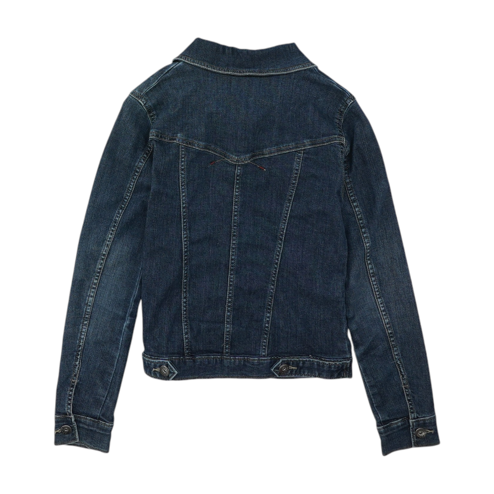 Blue Solid Denim Jacket