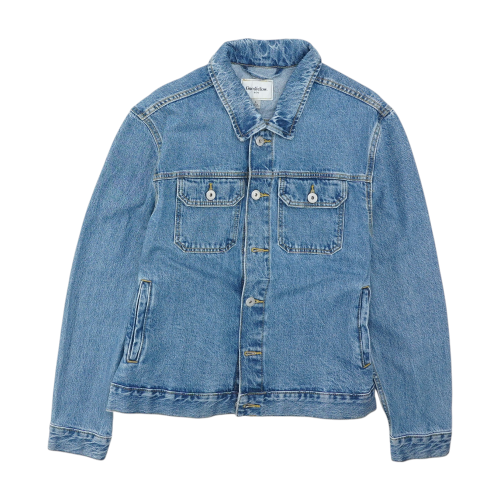 Blue Solid Denim Jacket