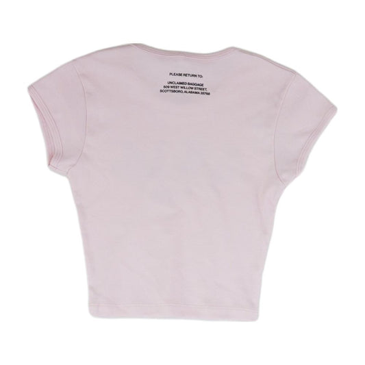 Hover Pink Cropped Unclaimed Baggage T-Shirt – Image 2