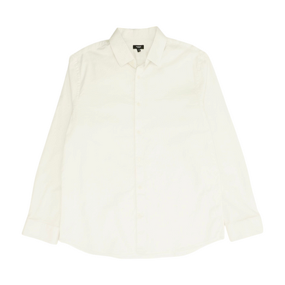 White Solid Long Sleeve Button Down